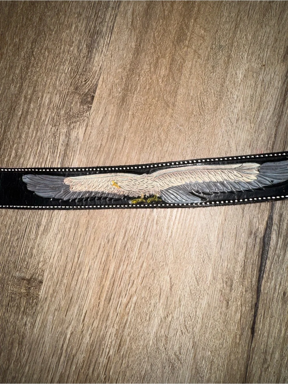 Vintage Tooled Leather Eagle USA Patriotic Western Belt Painted Americana